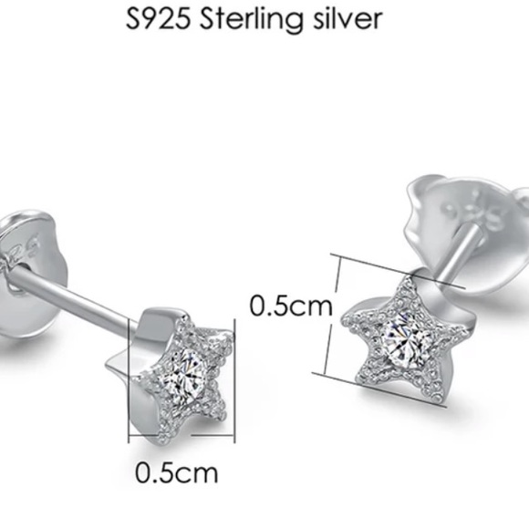Sterling Silver 925 Blue Star Stud Earrings - Picture 3 of 4